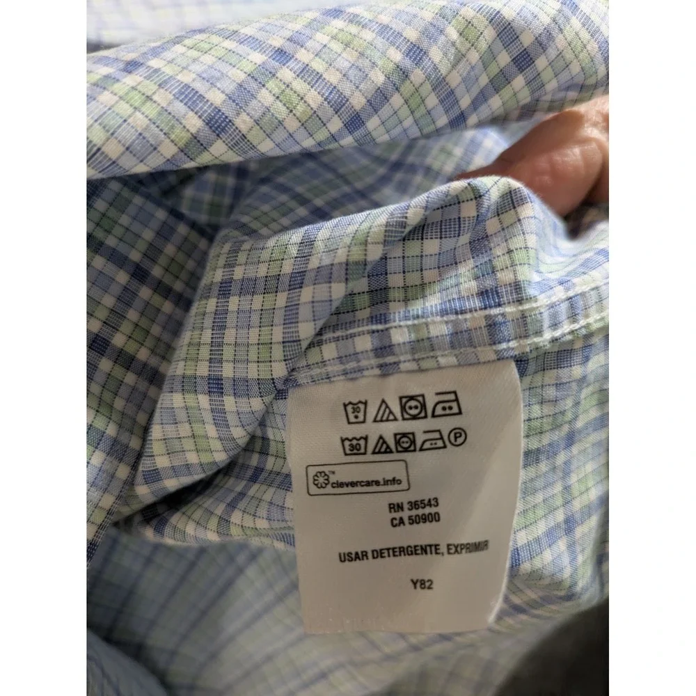 Tommy Hilfiger Shirt Men's Button‎ Up Sz L Blue Plaid Slim Fit Long Sleeve
